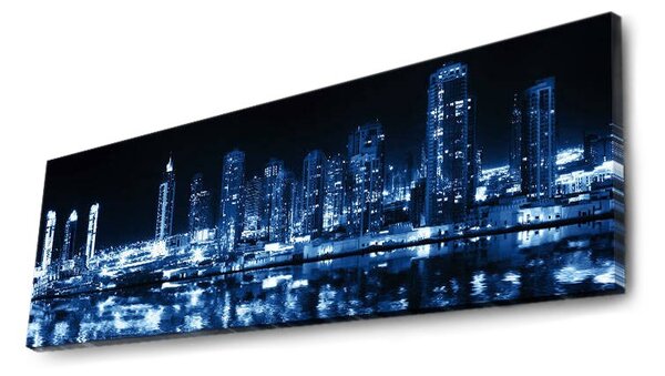 Wallity Obraz s LED osvetlením NOČNÉ MRAKODRAPY 6 30 x 90 cm