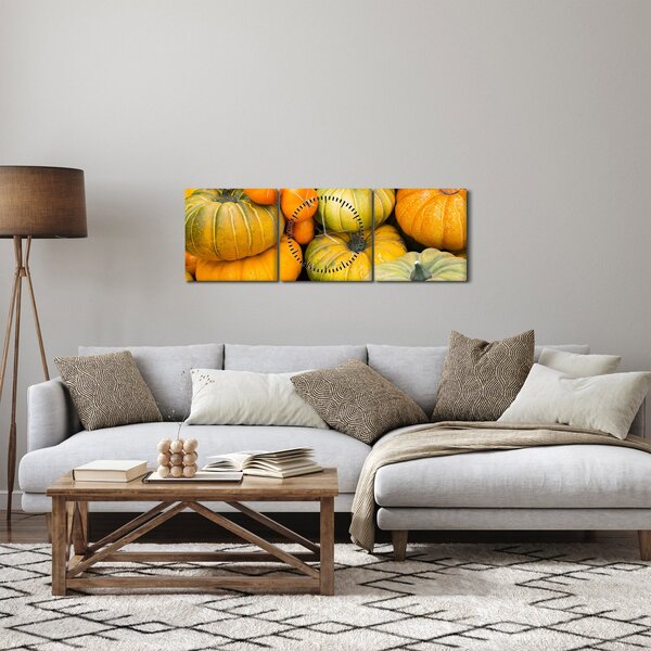 Obraz - Jesenná tekvica (s hodinami) (90x30 cm)