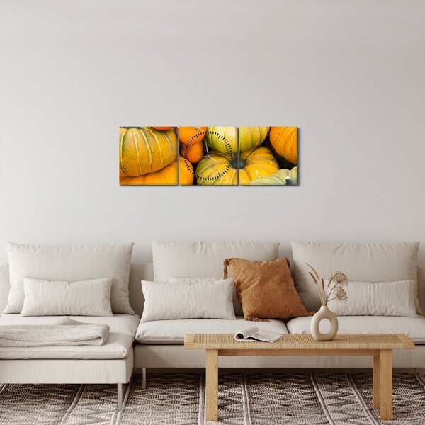 Obraz - Jesenná tekvica (s hodinami) (90x30 cm)