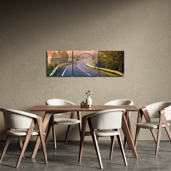 Obraz - Cesta pri východe slnka (s hodinami) (90x30 cm)
