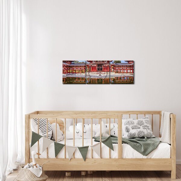 Obraz - Budhistický chrám (s hodinami) (90x30 cm)