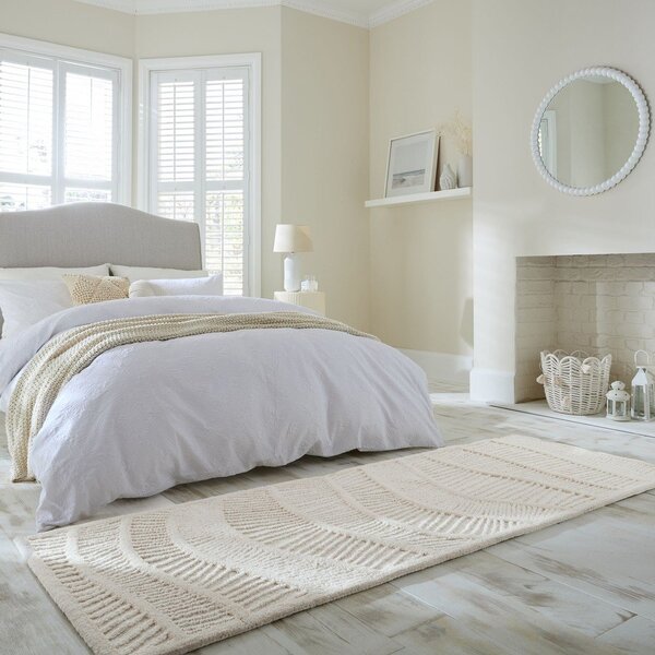 Biely ručne tkaný behúň s prímesou vlny 80x230 cm Sculptured Wave – Flair Rugs
