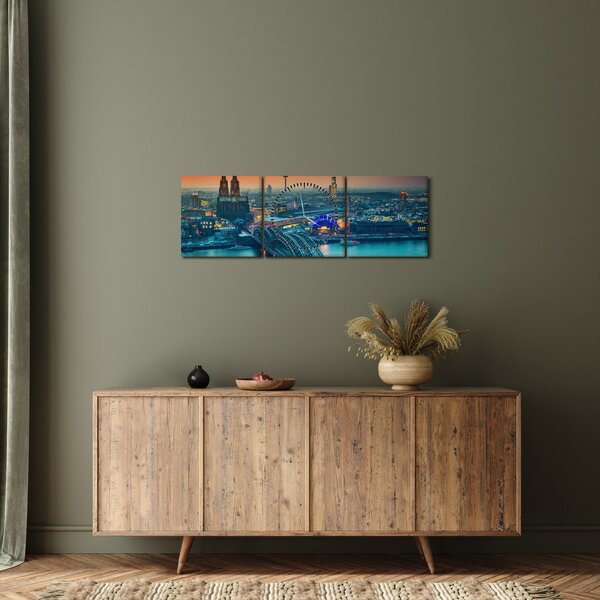Obraz - Kolín nad Rýnom (s hodinami) (90x30 cm)