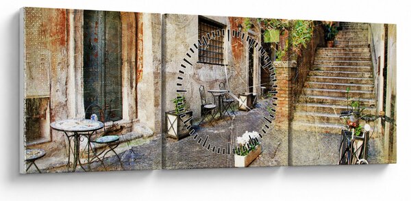 Obraz - Staré ulice Ríma (s hodinami) (90x30 cm)