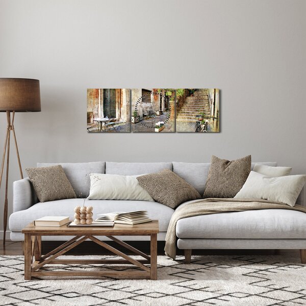 Obraz - Staré ulice Ríma (s hodinami) (90x30 cm)