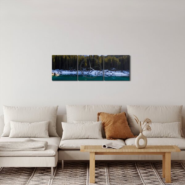Obraz - Jazero Karersee (s hodinami) (90x30 cm)