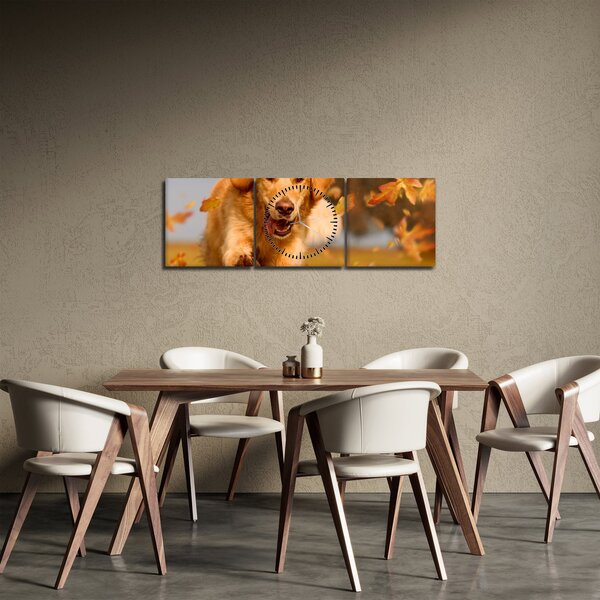 Obraz - Zlatý retriever (s hodinami) (90x30 cm)
