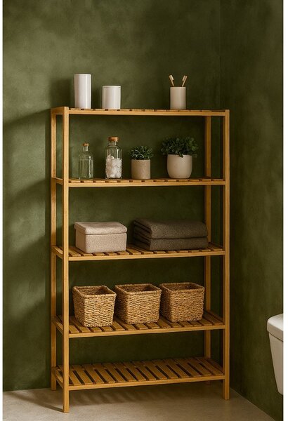 Bambusový kúpeľňový regál v prírodnej farbe 60x130 cm Skaren – Essentials