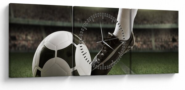 Obraz - Futbalová lopta (s hodinami) (90x30 cm)