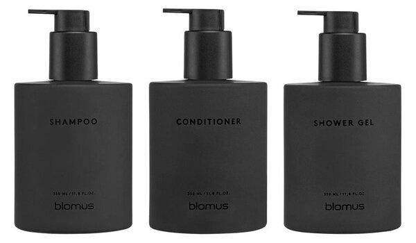 Čierne nástenné sklenené dávkovače mydla v súprave 3 ks 350 ml Kirei – Blomus