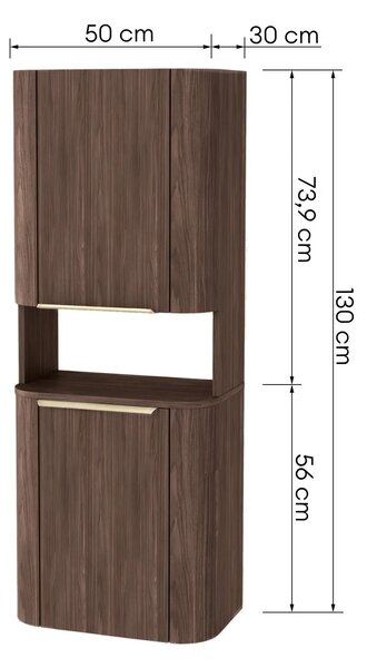 Hector Závesná vysoká kúpeľňová skrinka Bassa 50 cm orech Lincoln/zlatá