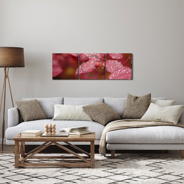 Obraz - Makro snímka lístka (s hodinami) (90x30 cm)