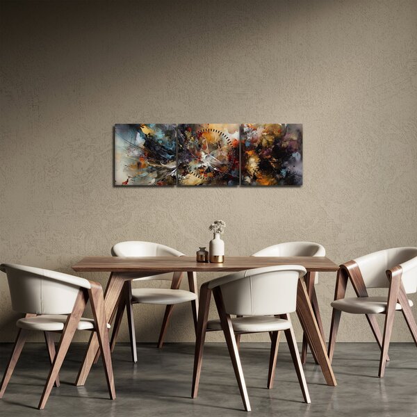 Obraz - Abstraktná grafika (s hodinami) (90x30 cm)