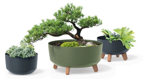 Plastový kvetináč na nožičkách DGRL400L 37,9 cm - antracit