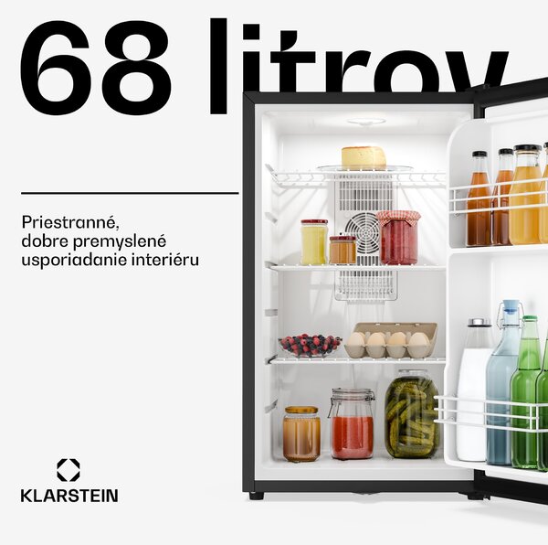 Klarstein Matterhorn 68, mini chladnička, 68 litrov, 35 dB, kompaktná, uzamykateľná