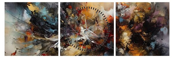 Obraz - Abstraktná grafika (s hodinami) (90x30 cm)