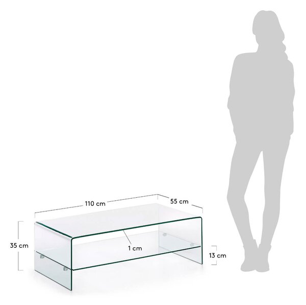 MUZZA KONFERENČNÝ STOLÍK BURANO 110X55 CM SKLO