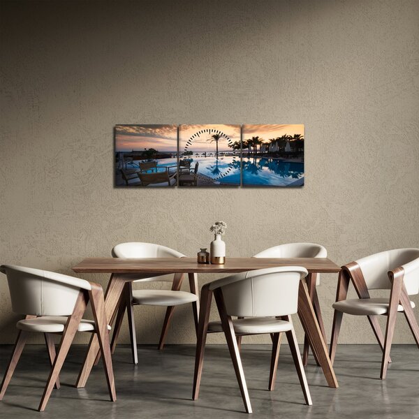 Obraz - Resort pri mori (s hodinami) (90x30 cm)