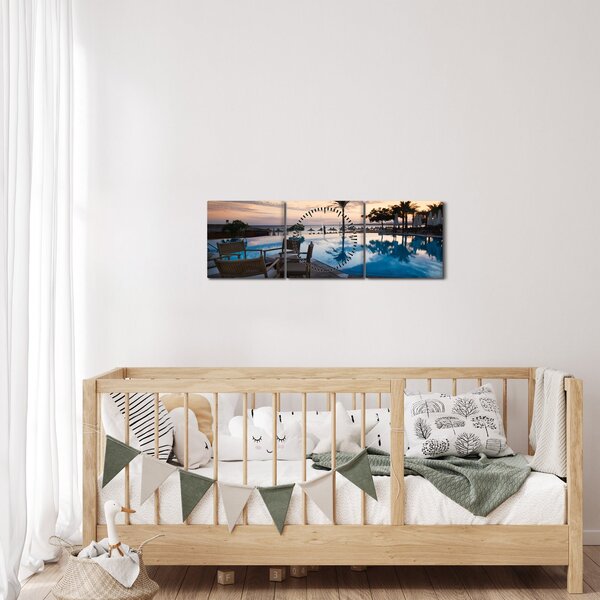 Obraz - Resort pri mori (s hodinami) (90x30 cm)