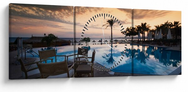 Obraz - Resort pri mori (s hodinami) (90x30 cm)