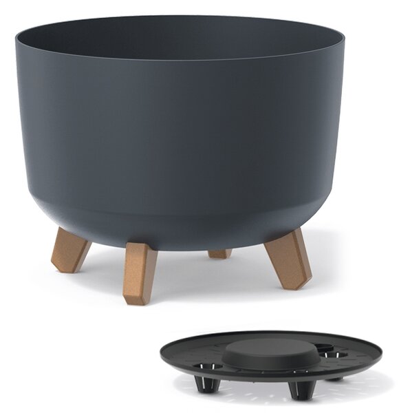 Plastový kvetináč na nožičkách DGRL350 33,9 cm - antracit