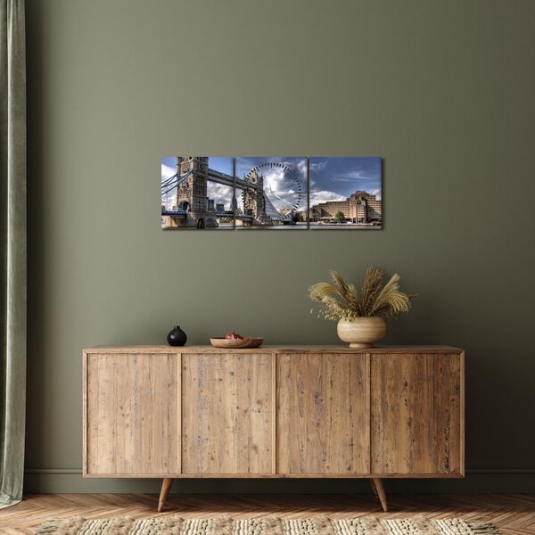 Obraz - Tower Bridge v Londýne (s hodinami) (90x30 cm)
