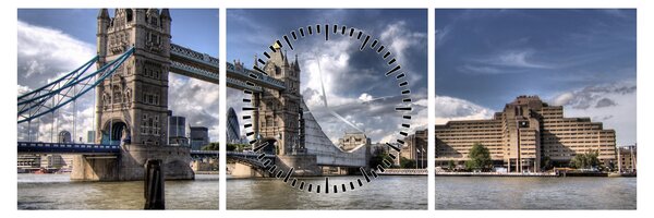 Obraz - Tower Bridge v Londýne (s hodinami) (90x30 cm)