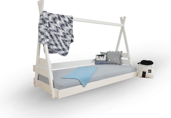 Drevená detská posteľ domček Teepee - 2 veľkosti - biela Rozmer: 90x200