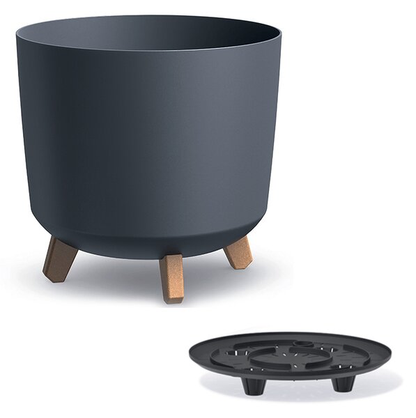 Plastový kvetináč na nožičkách DGTL300L 29,8 cm - antracit