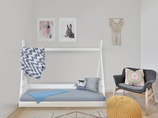 Drevená detská posteľ domček Teepee - 2 veľkosti - biela Rozmer: 90x200
