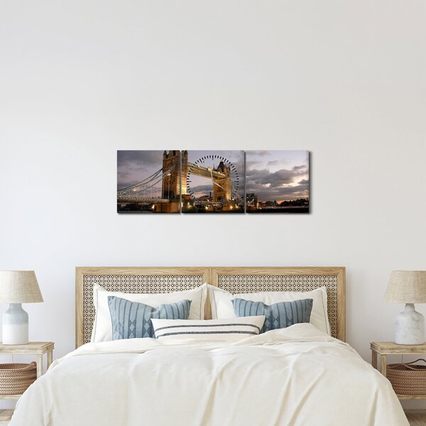 Obrázok - Tower Bridge v noci (s hodinami) (90x30 cm)