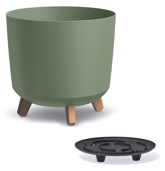 Plastový kvetináč na nožičkách DGTL300L 29,8 cm - zelená