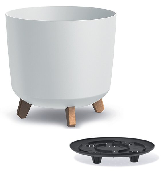 Plastový kvetináč na nožičkách DGTL300L 29,8 cm - biela