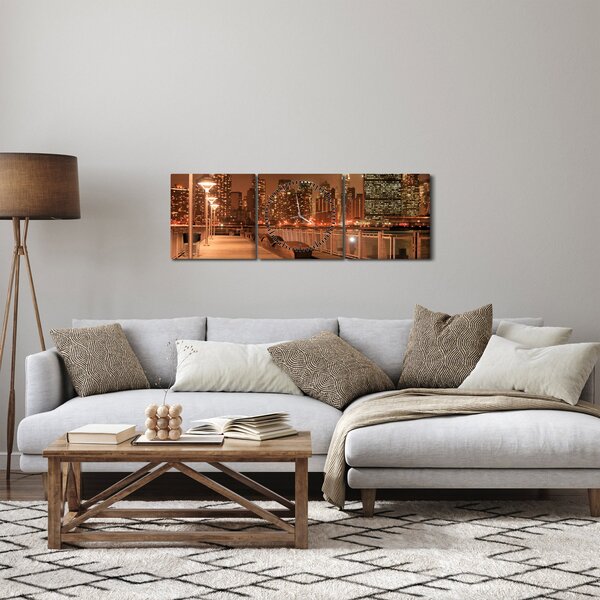 Obraz - Nočné mesto (s hodinami) (90x30 cm)