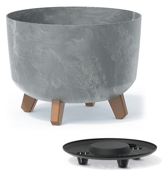 Plastový kvetináč na nožičkách DGRL300E 29 cm - sivý betón