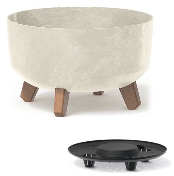 Plastový kvetináč na nožičkách DGRL300LE 28,5 cm - krémová