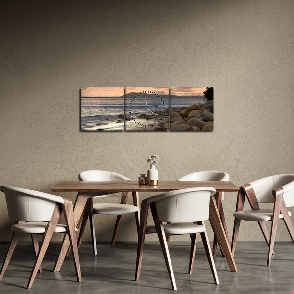 Obraz - More a hory (s hodinami) (90x30 cm)