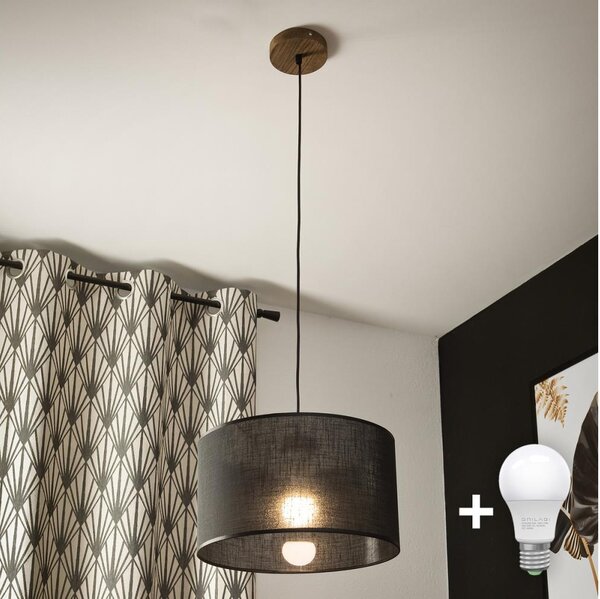 Brilagi - LED Luster na lanku ANTHONY 1xE27/60W/230V dub orech/čierna
