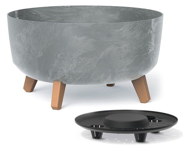 Plastový kvetináč na nožičkách DGRL400LE 38 cm - sivý betón