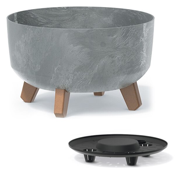 Plastový kvetináč na nožičkách DGRL300LE 28,5 cm - sivý betón
