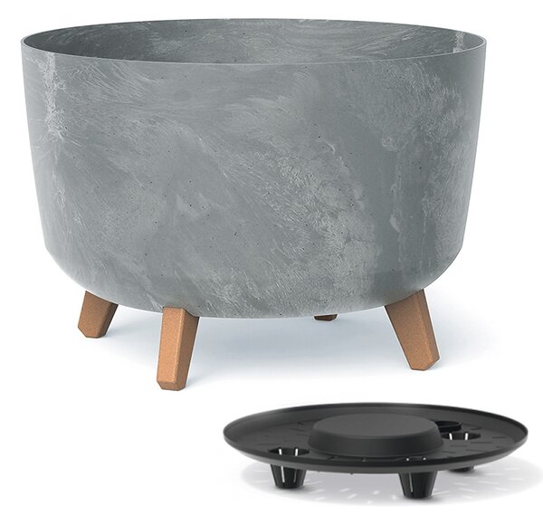 Plastový kvetináč na nožičkách DGRL400E 39 cm - sivý betón