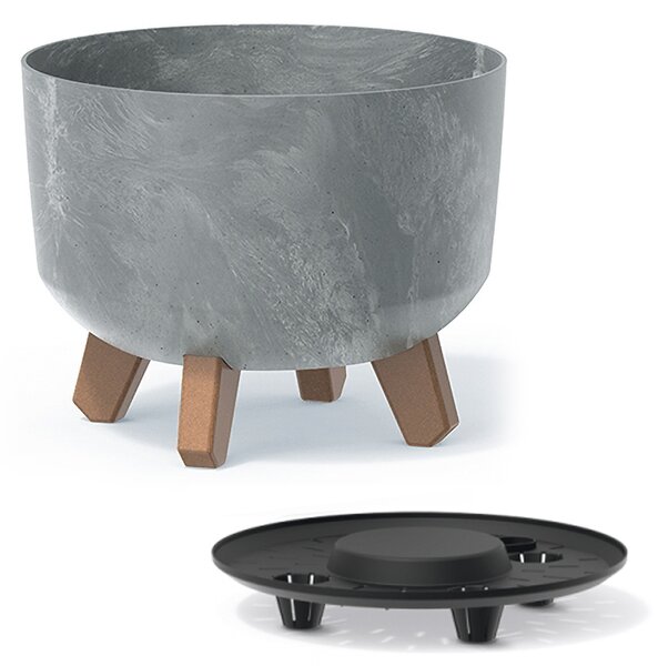 Plastový kvetináč na nožičkách DGRL240E 23,8 cm - sivý betón