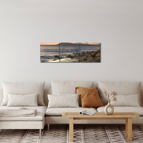 Obraz - More a hory (s hodinami) (90x30 cm)