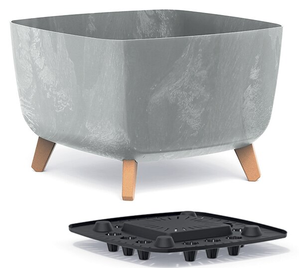Plastový kvetináč na nožičkách DGQL400E 39 cm - sivý betón