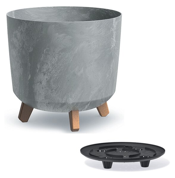 Plastový kvetináč na nožičkách DGTL300LE 29,8 cm - sivý betón