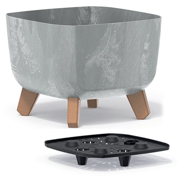 Plastový kvetináč na nožičkách DGQL240E 24 cm - sivý betón
