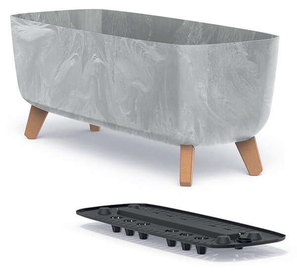 Plastový kvetináč na nožičkách DGCL600E 58 cm - sivý betón