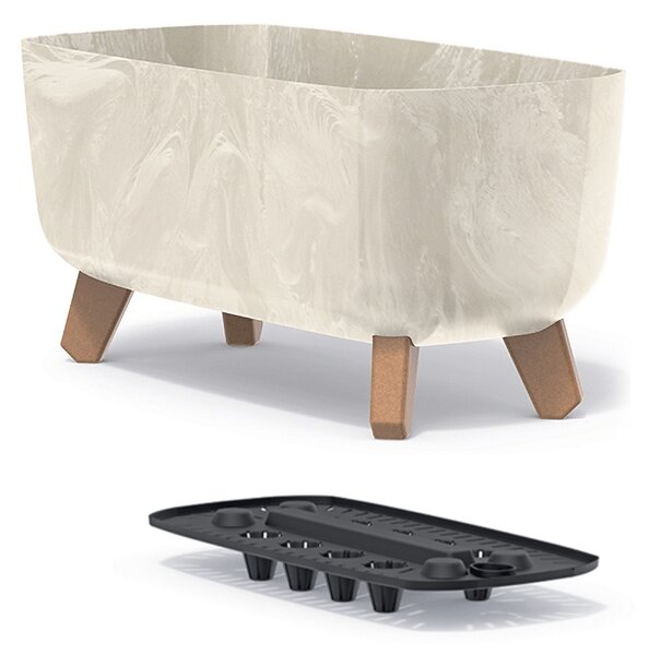 Plastový kvetináč na nožičkách DGCL400E 39 cm - krémová