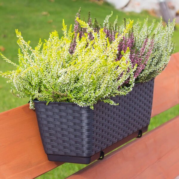 Plastový balkónový kvetináč DRL400PW 38,6 cm - antracit