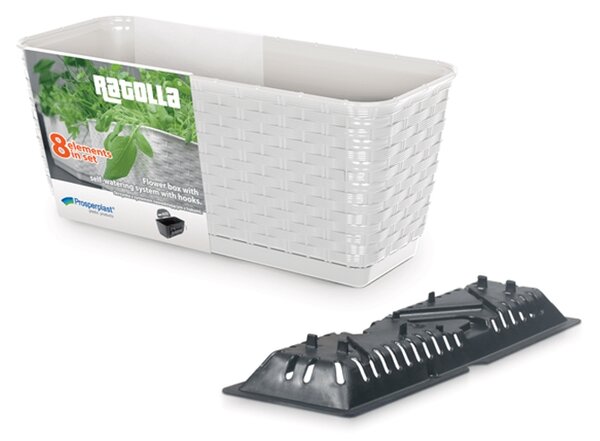 Plastový balkónový kvetináč DRL400PW 38,6 cm - biela